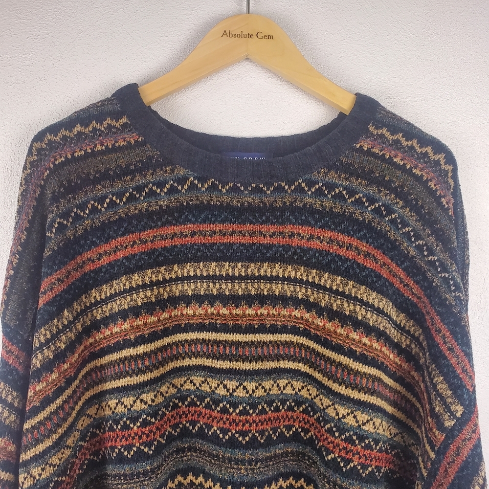 Vintage 90s Ivy Crew Pullover Crewneck Multicolor Sweater Indie Grandpa Fall XXL - Picture 4 of 15